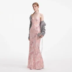 self-portrait Embellished Velvet Maxi Dress