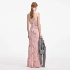 self-portrait Embellished Velvet Maxi Dress