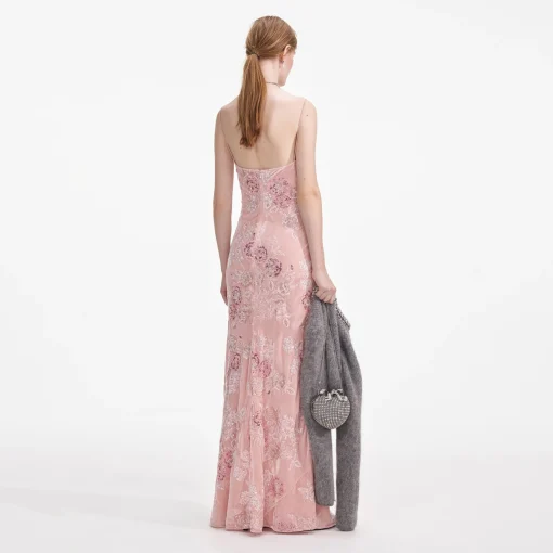 self-portrait Embellished Velvet Maxi Dress