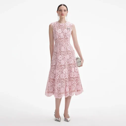self-portrait Flower Lace Midi Dress