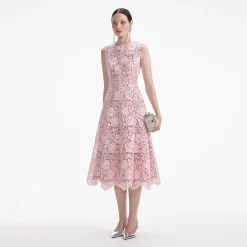self-portrait Flower Lace Midi Dress