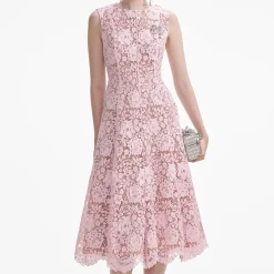 self-portrait Flower Lace Midi Dress