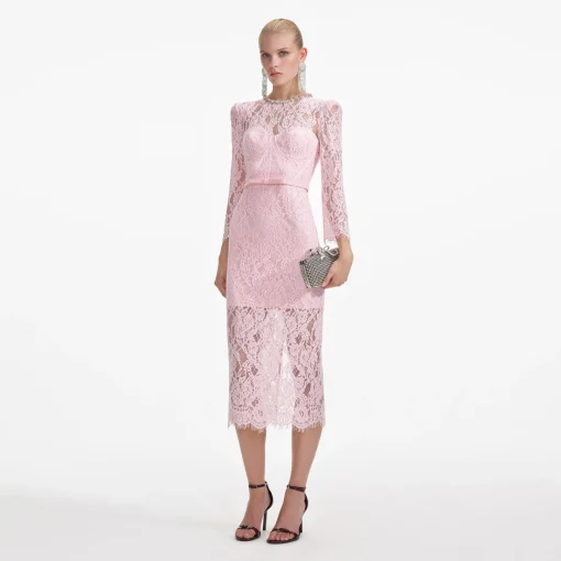 self-portrait Lace Bustier Midi Dress