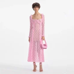 self-portrait Lace Ruffle Midi Dress