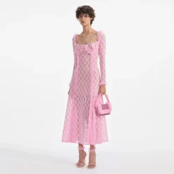 self-portrait Lace Ruffle Midi Dress