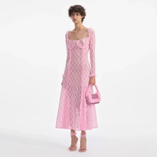 self-portrait Lace Ruffle Midi Dress