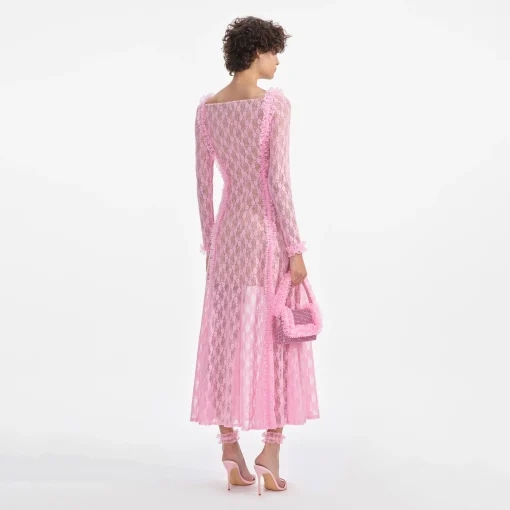 self-portrait Lace Ruffle Midi Dress