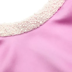 self-portrait Pearl Trim Satin Mini Dress