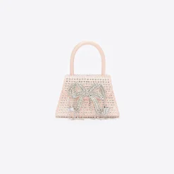 self-portrait Satin Heart Rhinestone Micro Bow Bag