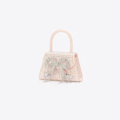 self-portrait Satin Heart Rhinestone Micro Bow Bag