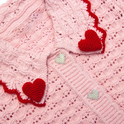 Kids self-portrait Textured Heart Detail Cardigan
