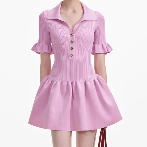 self-portrait Viscose Rib Mini Dress