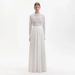 self-portrait Crochet Floral Maxi Dress