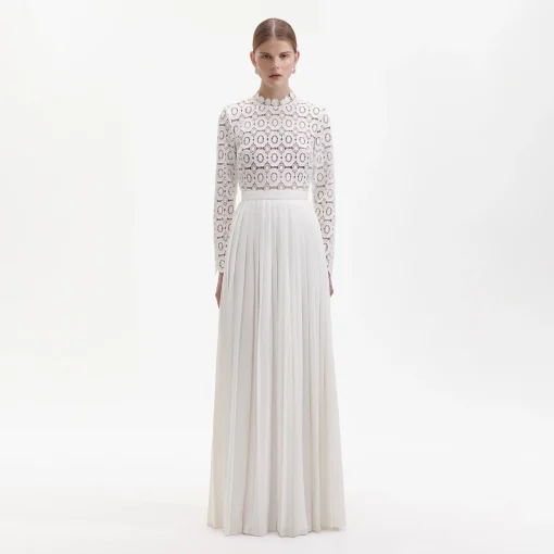 self-portrait Crochet Floral Maxi Dress