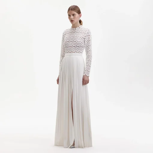 self-portrait Crochet Floral Maxi Dress