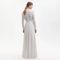 self-portrait Crochet Floral Maxi Dress
