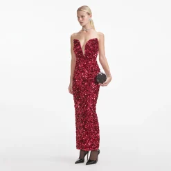 self-portrait 3D Sequin Midi Dress