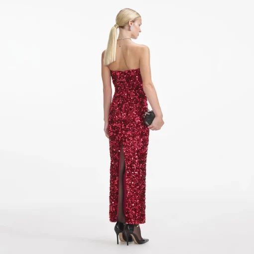 self-portrait 3D Sequin Midi Dress