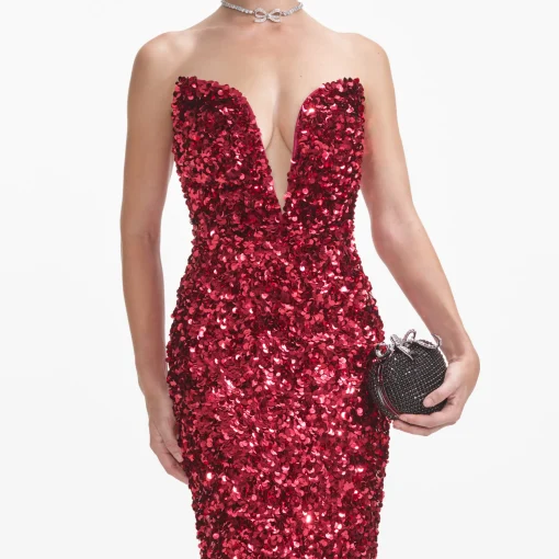 self-portrait 3D Sequin Midi Dress