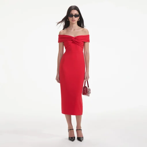 self-portrait Off Shoulder Midi Dress