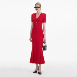 self-portrait Pointelle Knit Midi Dress