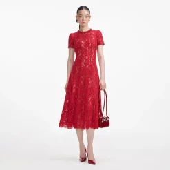 self-portrait Sequin Lace Midi Dress