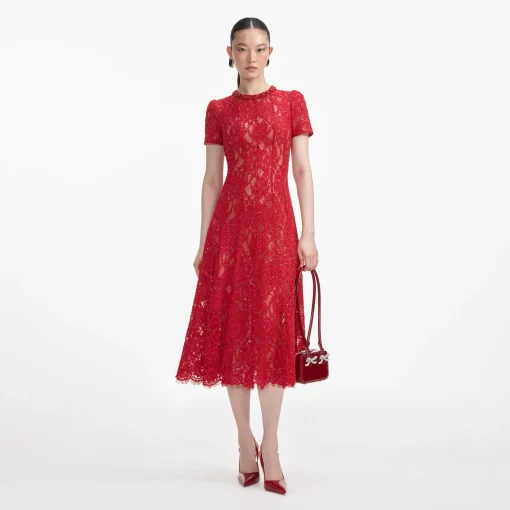 self-portrait Sequin Lace Midi Dress