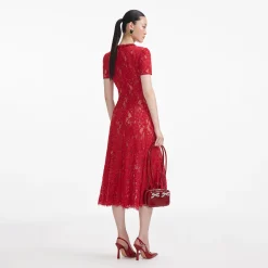 self-portrait Sequin Lace Midi Dress