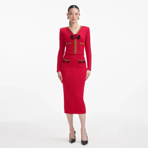 self-portrait Textu Knit Corsage Cardigan