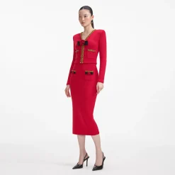 self-portrait Textu Knit Corsage Cardigan