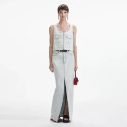 self-portrait Denim Cargo Top