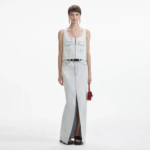 self-portrait Denim Cargo Top