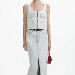 self-portrait Denim Cargo Top
