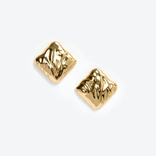 self-portrait Gold Square Earrings