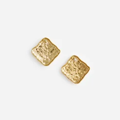 self-portrait Gold Square Earrings