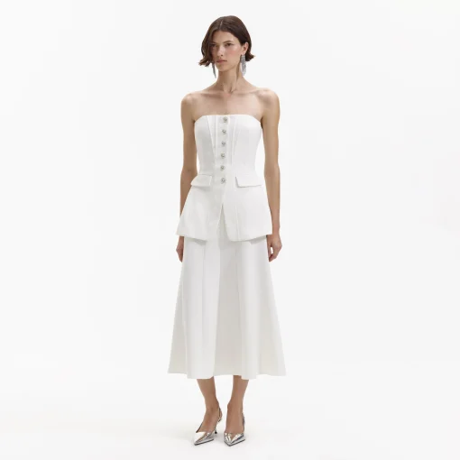 self-portrait Bandeau Crepe Midi Dress