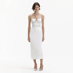 self-portrait Bonded Crepe Midi Dress