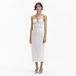 self-portrait Bonded Crepe Midi Dress