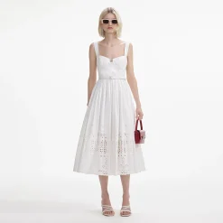 self-portrait Cotton Broderie Midi Dress