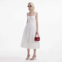 self-portrait Cotton Broderie Midi Dress