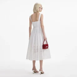 self-portrait Cotton Broderie Midi Dress