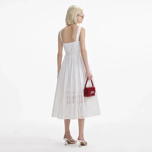 self-portrait Cotton Broderie Midi Dress