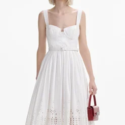 self-portrait Cotton Broderie Midi Dress