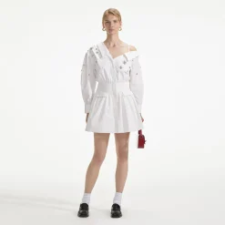 self-portrait Cotton Embellished Mini Dress