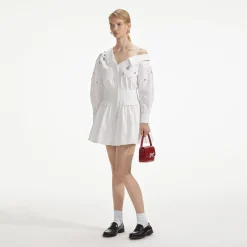 self-portrait Cotton Embellished Mini Dress