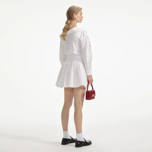 self-portrait Cotton Embellished Mini Dress
