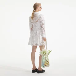 self-portrait Cotton Lace Mini Shirt Dress