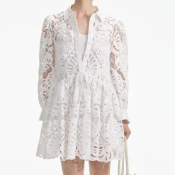 self-portrait Cotton Lace Mini Shirt Dress