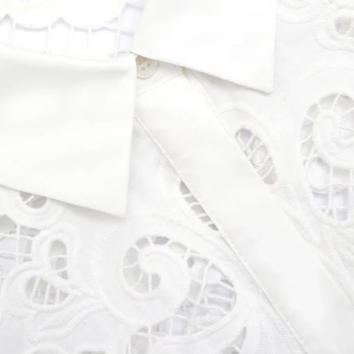 self-portrait Cotton Lace Mini Shirt Dress