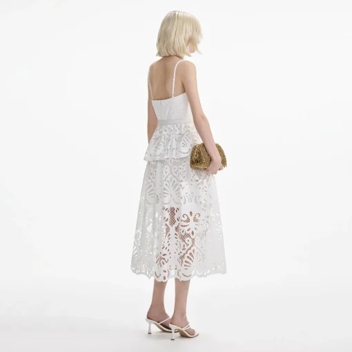 self-portrait Cotton Lace Tiered Midi Dress